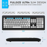 Magnus 325 | Wireless Large Print Full Size Computer Keyboard | High Contrast Black & White Keys | Soft Buttons | Ideal For Visually Impaired, Beginners And Seniors | Plug & Play