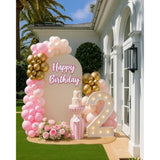 Pink Balloons Garland Arch Kit 153Pcs With Star - 22 18 12 10 5In Different Size Shades Of Pink And Gold Confetti Latex Balloons For Birthday Baby Shower Wedding Valentine'S Party Decorations