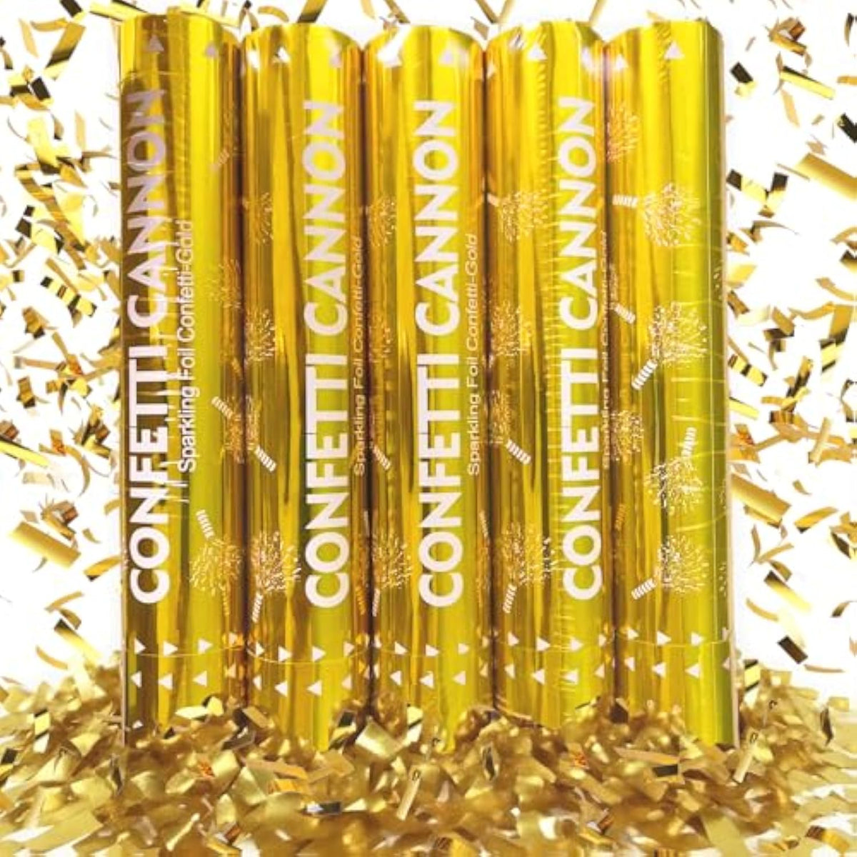 5Pc Gold Confetti Cannons 12Inch Party Poppers for Weddings Birthdays