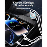 [Mfi Certified] Iphone Fast Car Charger, 3-Port 67W Usb C Car Charger Super Fast Charging Cigarette Lighter Adapter With 3Ft Usb-C To Lightning Cable For Iphone 14/13/12/11/Pro Max/Xs/Xr/X/Se, Ipad