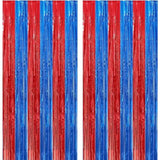Red & Blue Fringe Curtains 4-Pack Party Tinsel Backdrops 3.3×6.6 ft
