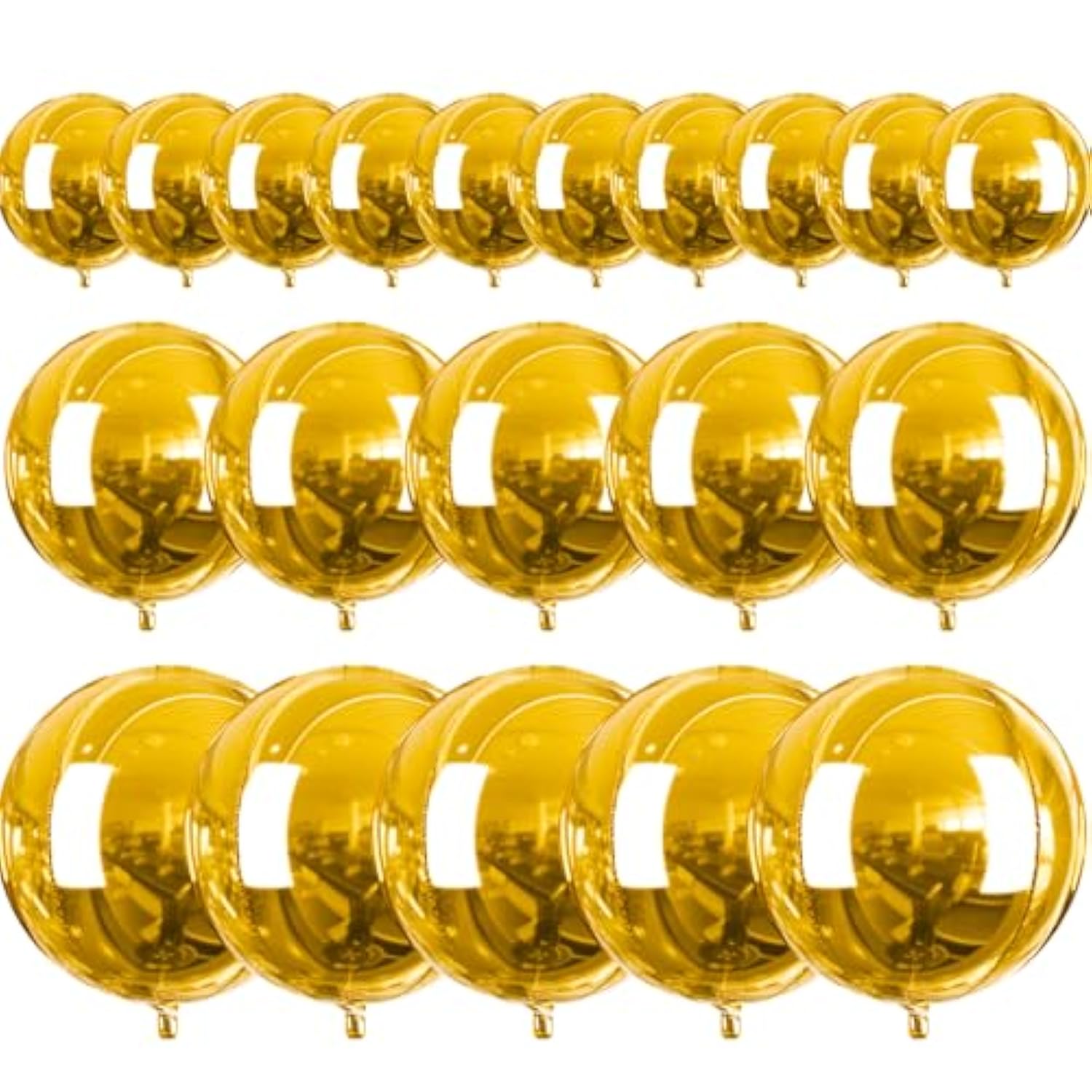 Gold Foil Balloons 20 Pcs Different Sizes Pack Of 22 15 10 Inch Large Round Gold 4D Mylar Orbz Balloons And Ribbon For Graduation Wedding New Year Anniversary Birthday Party Decorations