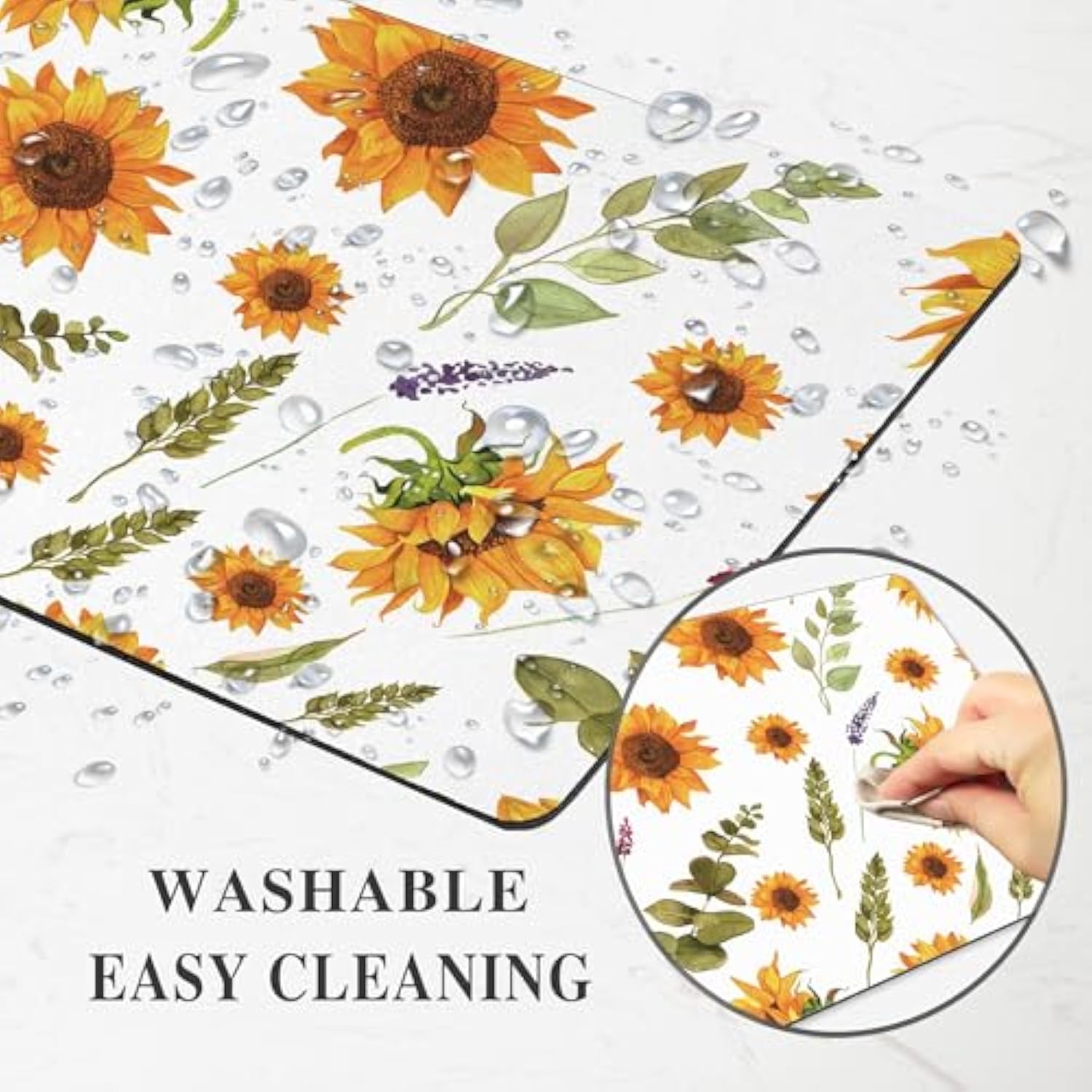 White Sunflower Mouse Pad Computer Cute Plant Leaves Yellow Flower Wildflower Mousepad Desk Mat Square Aesthetic Nature Washable Office Accessories Laptop Wireless Travel Decorative Pattern Gaming