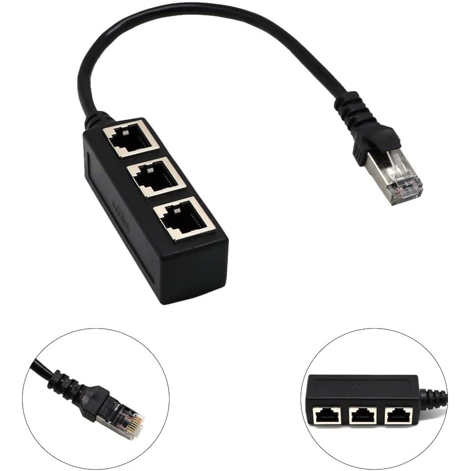 Rj45 Lan Ethernet Network Distributor Splitter 1 Male To 3 Female Socket Port
