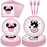 80 Pcs Pink 3Rd Birthday Party Tableware Pink Wild Three Paper Plates Napkins Forks For Girls Three Years Old Birthday Party Supplies Decorations