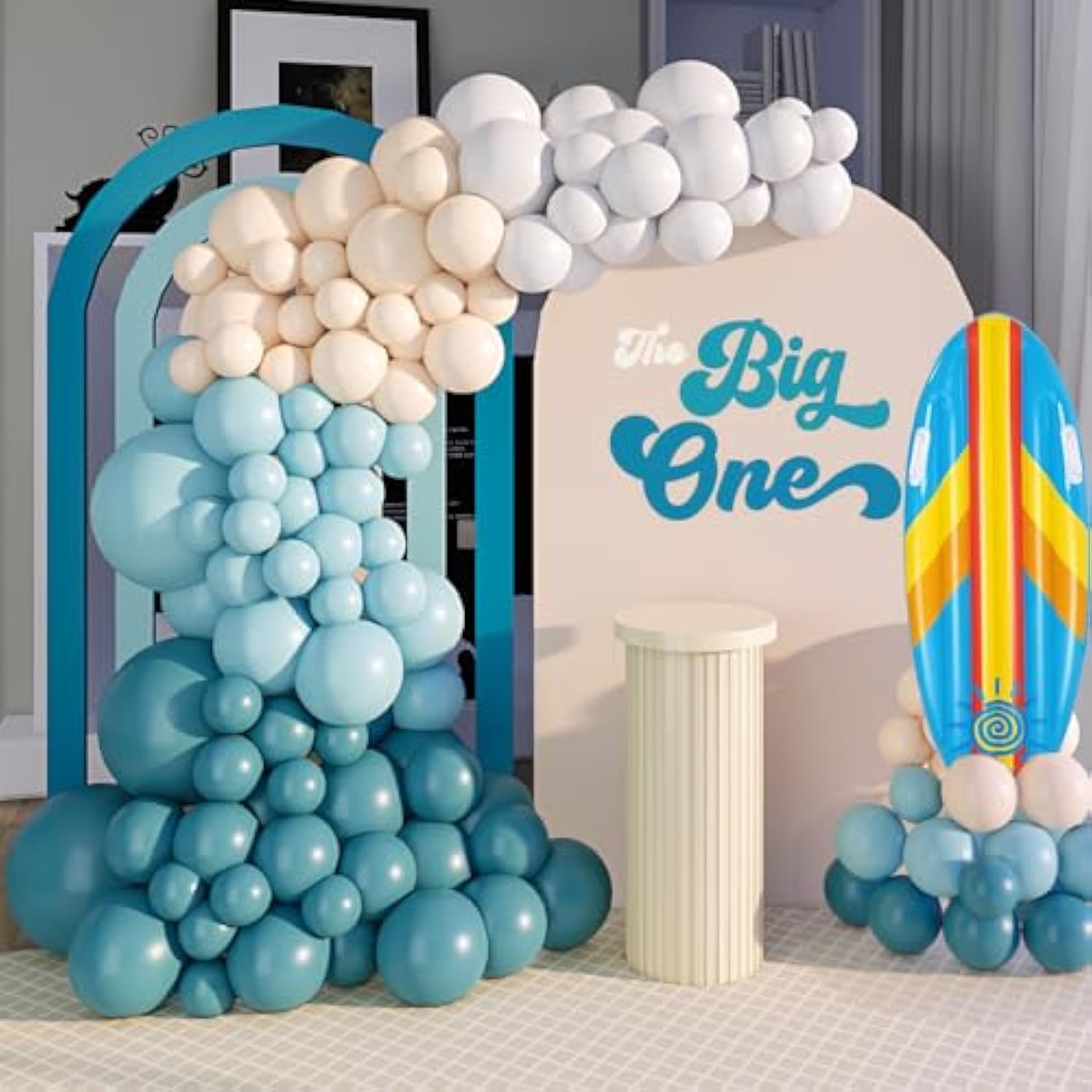 The Big One Balloon Arch Kit Surf's Up Beach Theme for First Birthday & Baby Shower