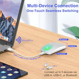 Bluetooth Wireless Mouse For Macbook Air Mac Pro Ipad Laptop Computer Pad Optical Rechargeable Slim Silent Dual Mode (2.4G Usb-C/Usb-A&Bluetooth 5.2/3.0) Mouse Jiggler For Computer Awakening - Silver