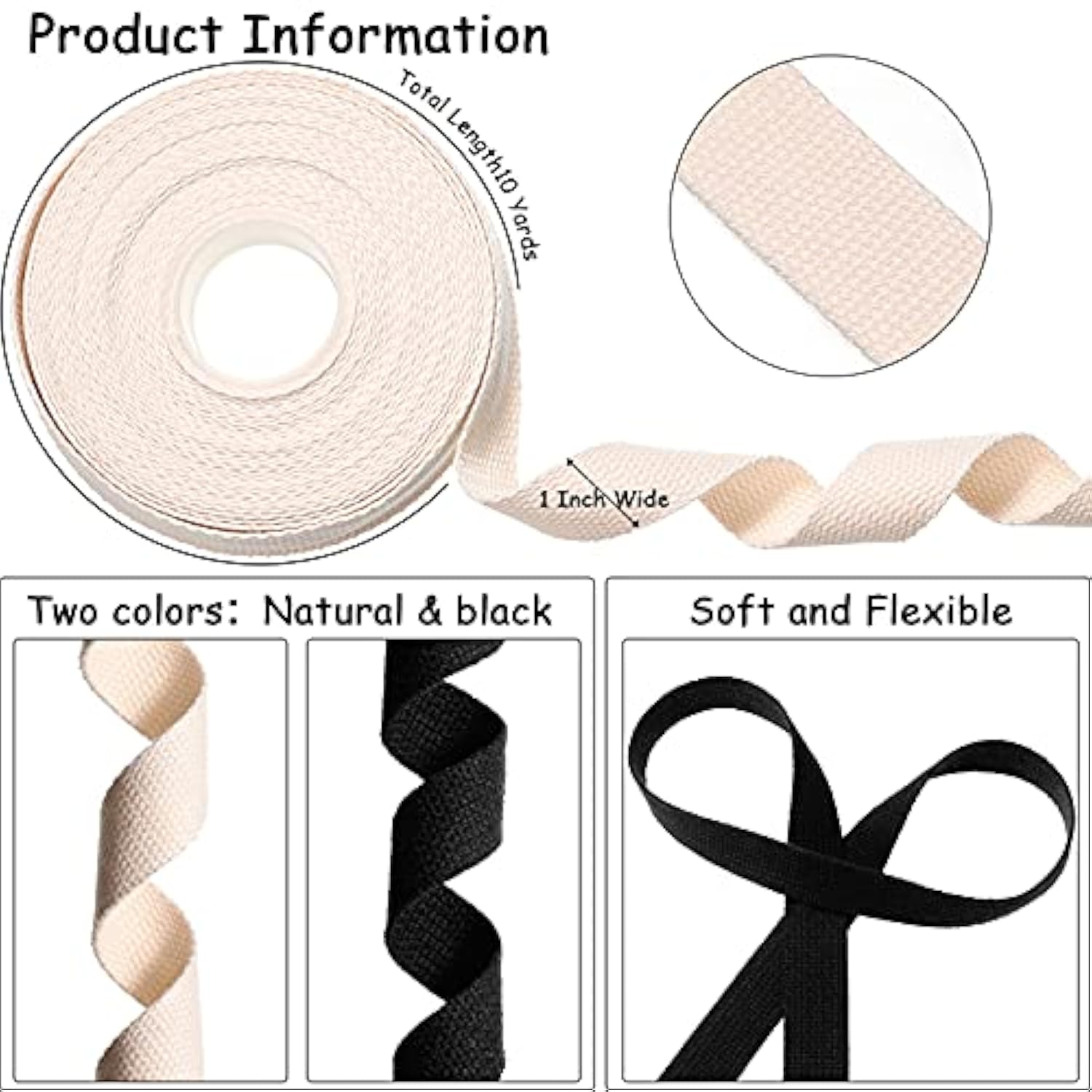 2 Rolls/ 20 Yards Heavy Webbing 1 Inch For Diy Crafts Decoration Sewin