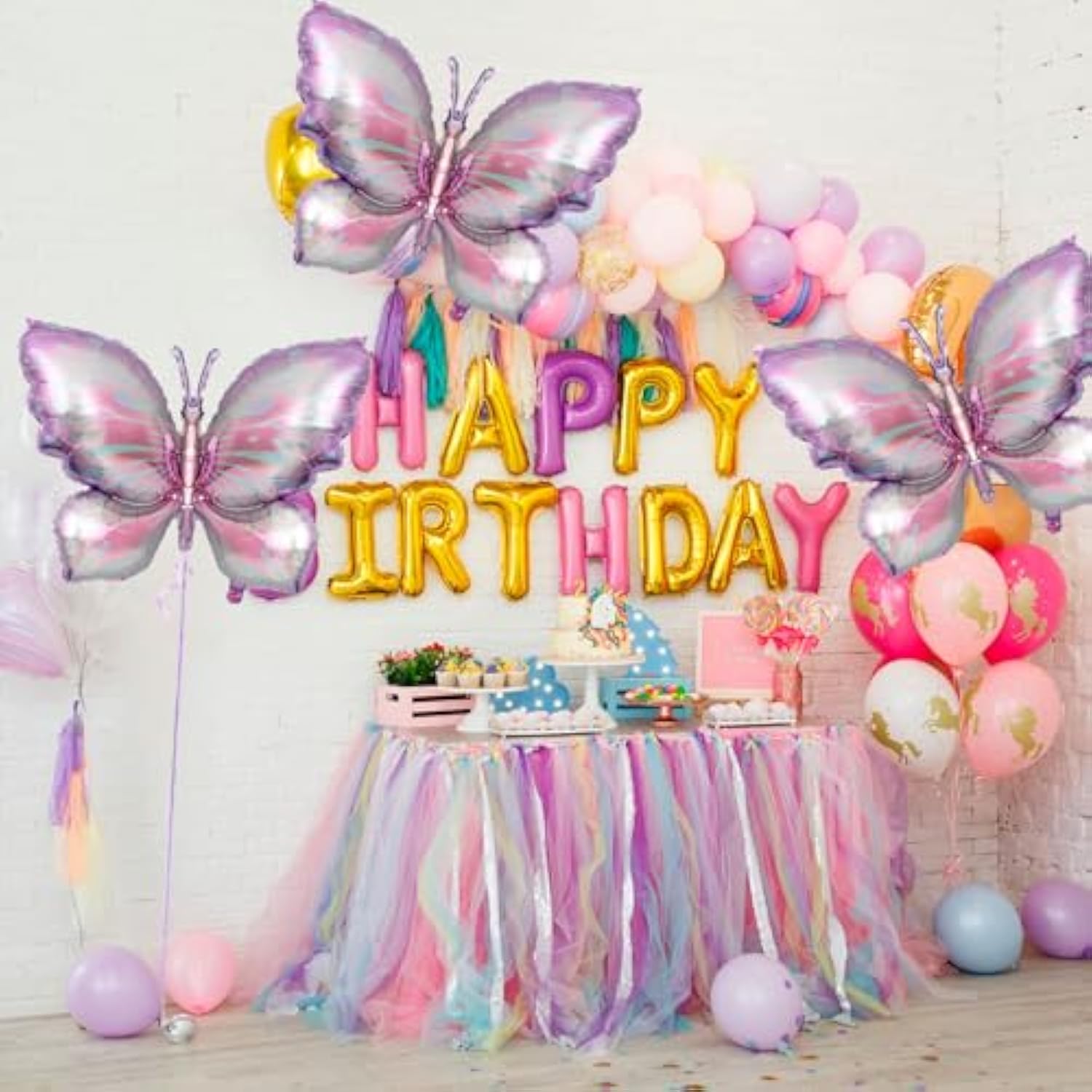 6 Pieces Purple Butterfly Balloons, Butterfly Foil Mylar Balloons,Butterflies Baby Shower Decoration For Butterflies Themed Party Wedding Birthday Party Baby Shower Decorations Supplies(Purple)