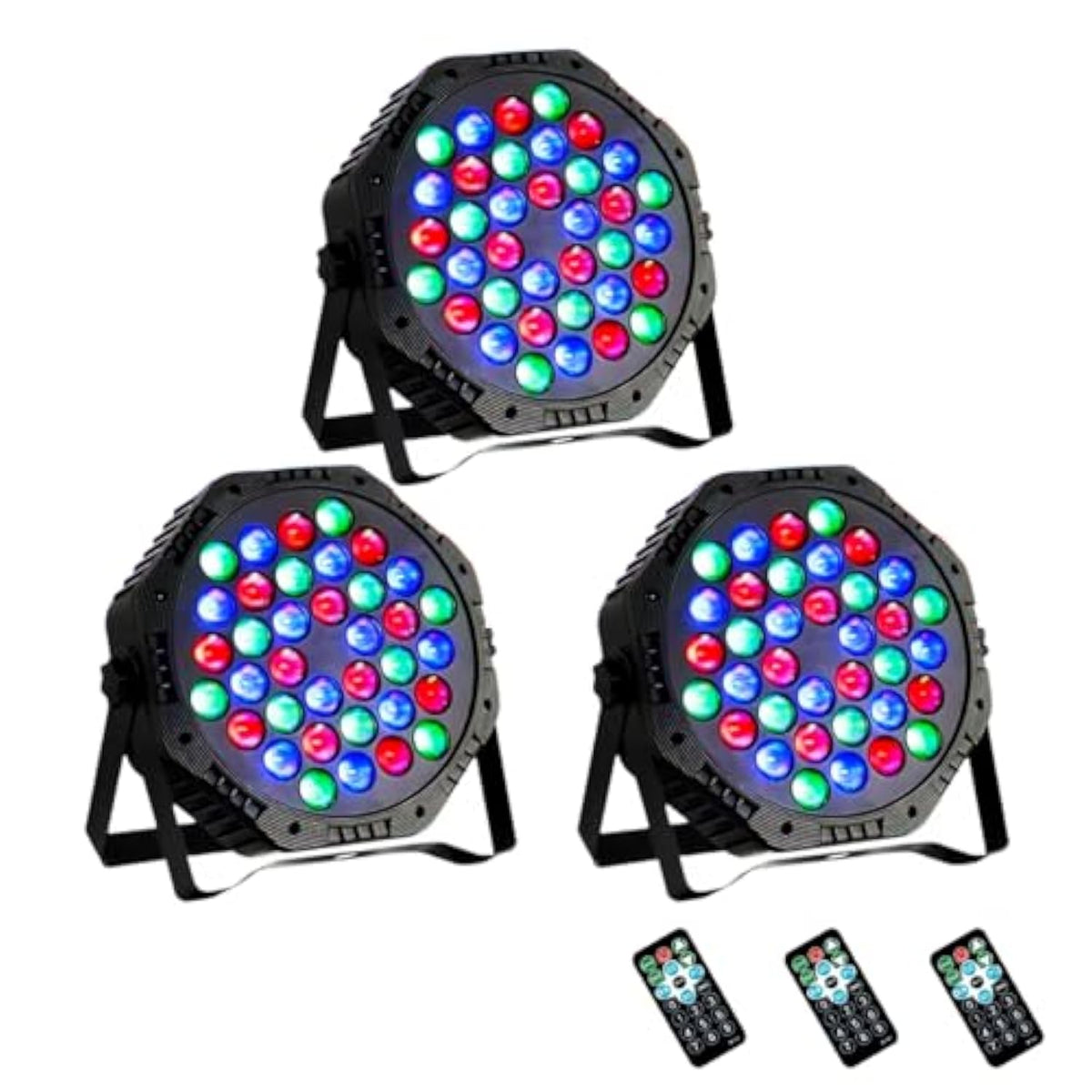 36Led Par Light, 9-Mode Rgb Dj Stage Lights With Remote, Sound Activation Strobe Lights, Uplights Indoor For Christmas Music Discos Dance Wedding Party Light(3 Packs)