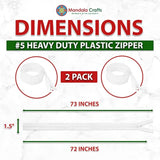 White 72 Inch Double Sided Zipper Reversible Zipper - #5 Plastic Separ