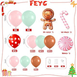 Christmas Balloon Garland Kit with Gingerbread Man and Pastel Balloons