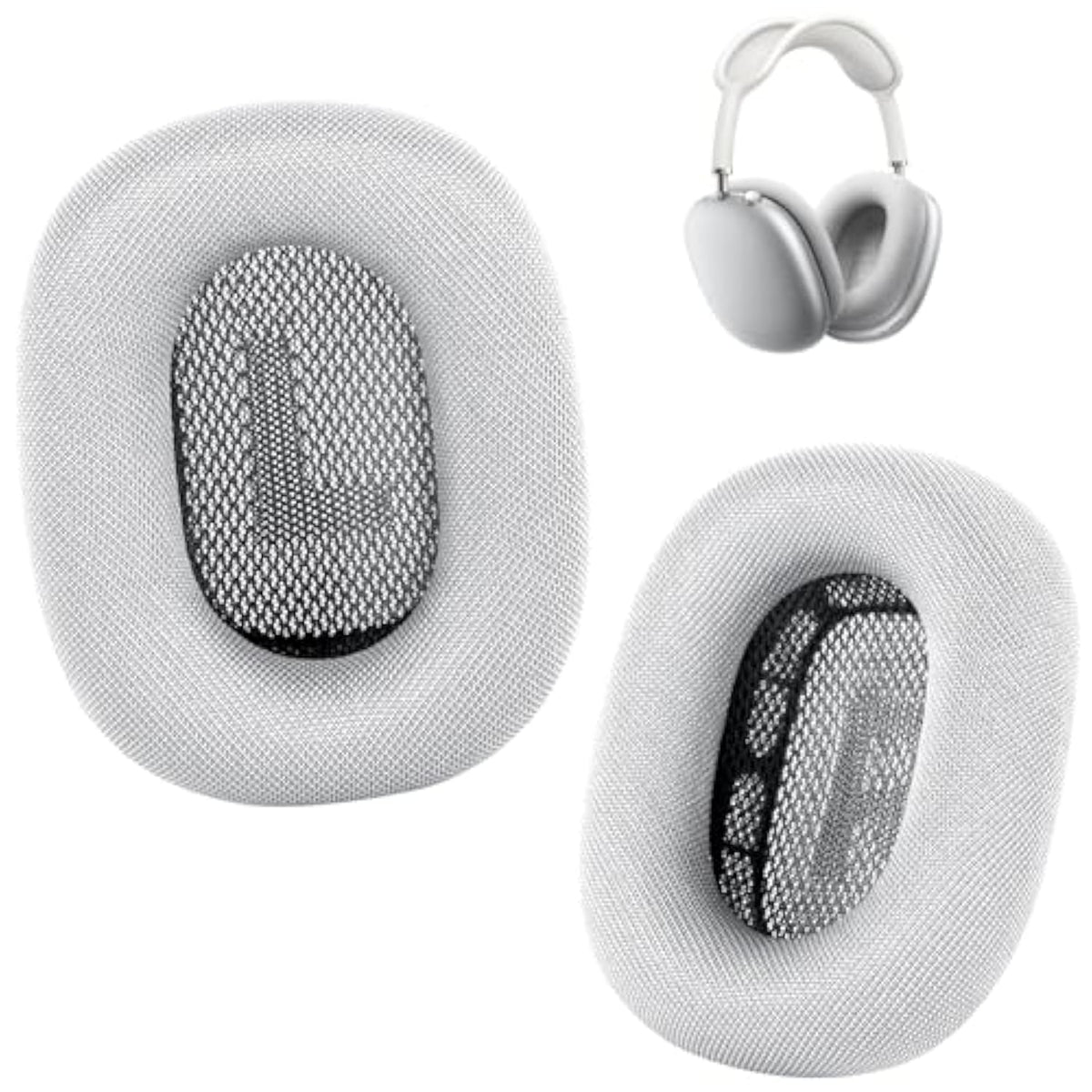 Ear Cushions For Airpods Max Headphone - Upgraded Mesh Earpads Replacement Compatible For Apple Airpods Max With Silicone Layer, Magnet, Memory Foam And Noise Isolation (White)