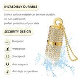 Usb Flash Drive,16Gb/32Gb/64Gb/128Gb Portable Usb2.0 Memory Stick Secure Date Storage Pendrive Thumb Drives Rhinestone Pendant With Chain (Gold, 128Gb)