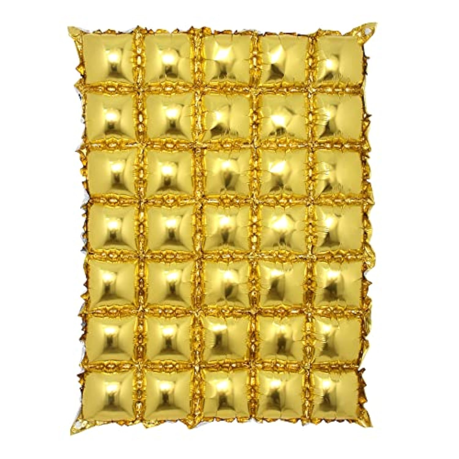 Diamond Block Shaped Metallic Tinsel Foil Curtain Photo Booth Backdrop Balloon Wall Decoration For Wedding Birthday Christmas Graduation Party (5X7 Block Gold)