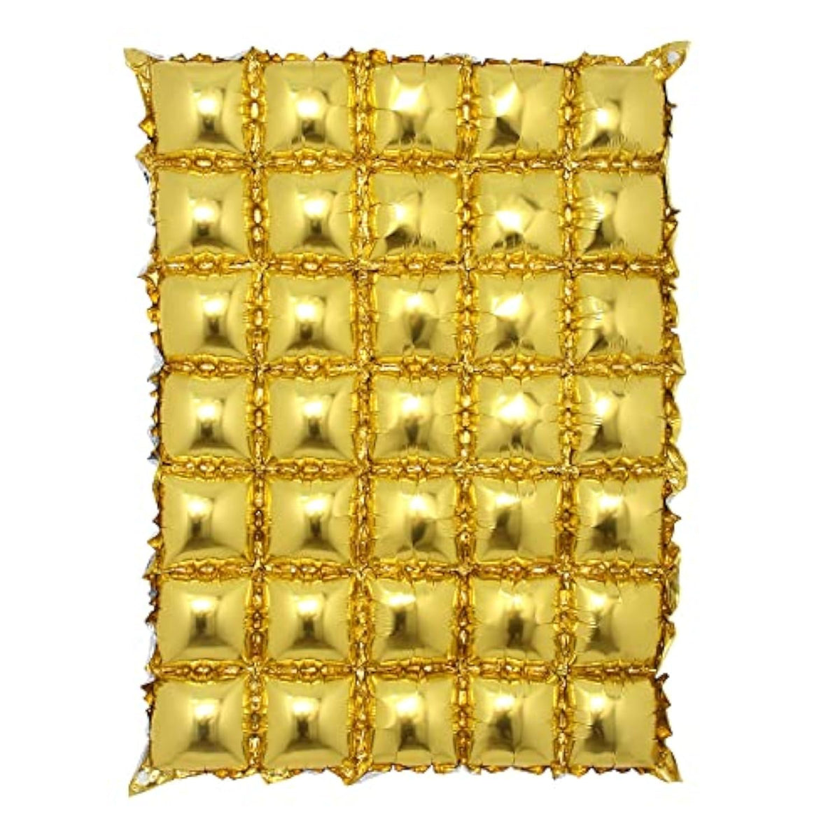 Diamond Block Shaped Metallic Tinsel Foil Curtain Photo Booth Backdrop Balloon Wall Decoration For Wedding Birthday Christmas Graduation Party (5X7 Block Gold)