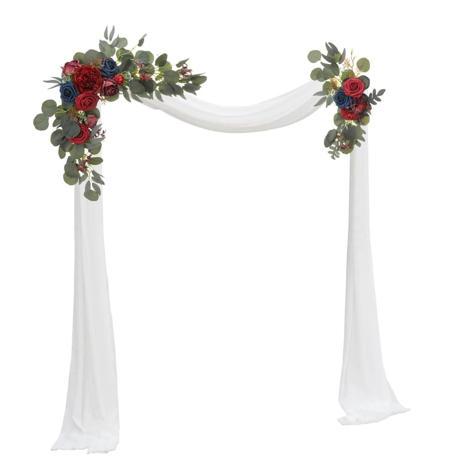 Red Artificial Flower Swag (Set Of 2) For Welcome Sign Wedding Arch Flower Floral Swag Decor Wedding Ceremony Reception Party Table Home Decoration Burgundy And Navy Blue