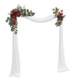 Red Artificial Flower Swag (Set Of 2) For Welcome Sign Wedding Arch Flower Floral Swag Decor Wedding Ceremony Reception Party Table Home Decoration Burgundy And Navy Blue