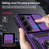 Samsung Galaxy S22 Plus Case with Camera Lens Cover, HD Screen Protector, 10 FT Military Grade Drop Protection, Magnetic Ring Holder Kickstand Protective Phone Case, Deep Purple