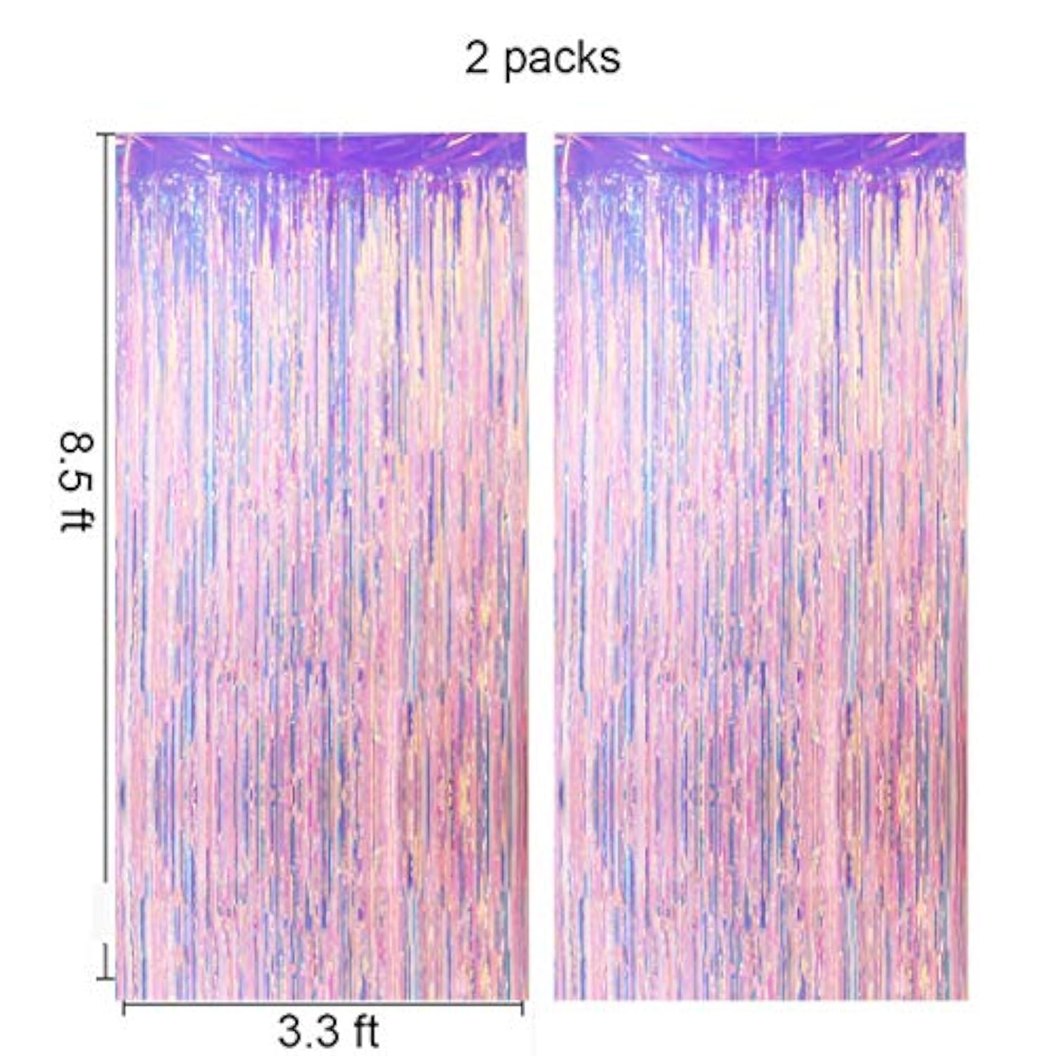2-Pack Pink Orange Holographic Fringe Curtains 6.6x8.2 ft for Party Backdrop Decor