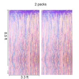 2-Pack Pink Orange Holographic Fringe Curtains 6.6x8.2 ft for Party Backdrop Decor