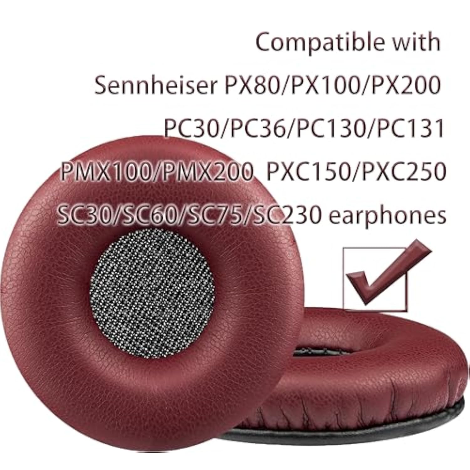 Replacement Ear Pads Compatible With Sennheiser Px80/Px100/Px100Ii/Px200, Pc30/Pc36/Pc130/Pc131 Headphones, Replacement Ear Pads Made Of Protein Leather And Memory Foam (Red)