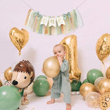 Sage Green One High Chair Banner - Simple 1St Birthday Party Decorations,First Birthday Highchair Garland For Cake Smash,Sage Green Gold Ivory Ribbon Banner,Rustic Party Photo Backdrop