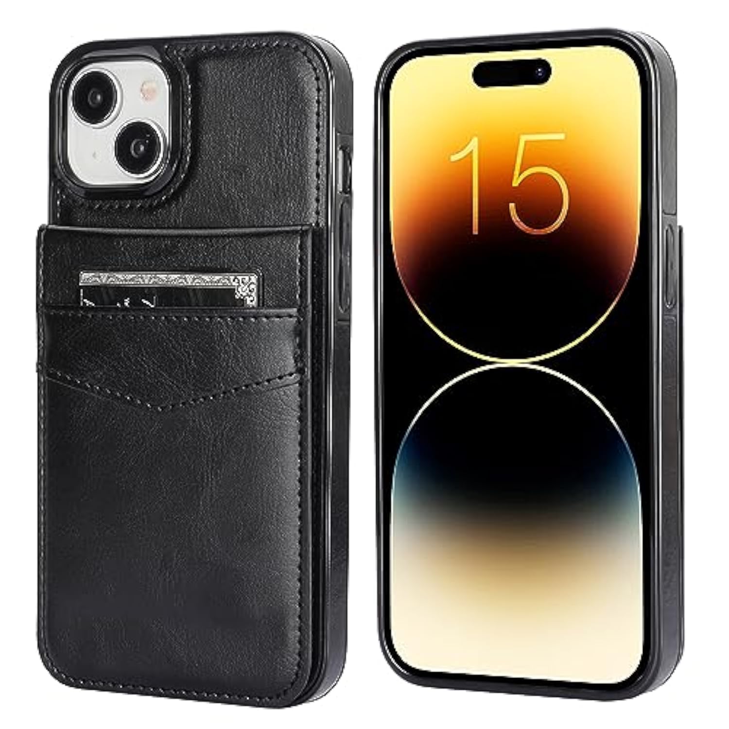 Compatible With Iphone 15 Plus Case Wallet With Credit Card Holder, Flip Premium Leather Magnetic Clasp Kickstand Heavy Duty Protective Cover For Iphone 15 Plus 6.7 Inch (Black)