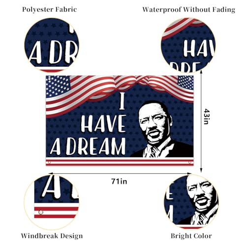 Martin Luther King Jr. Day Photo Backdrop for Photography I Have A Dream Banner African American Black History Month MLK Day Deocrations and Supplies for Home Classroom Office