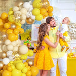 Yellow Gold Balloons Arch Garland Kit, Different Sizes 18 12 10 5 Inch Mustard Pastel Yellow White Latex Metallic Confetti Balloon For Sunflower Bee Baby Shower Birthday Party Decorations
