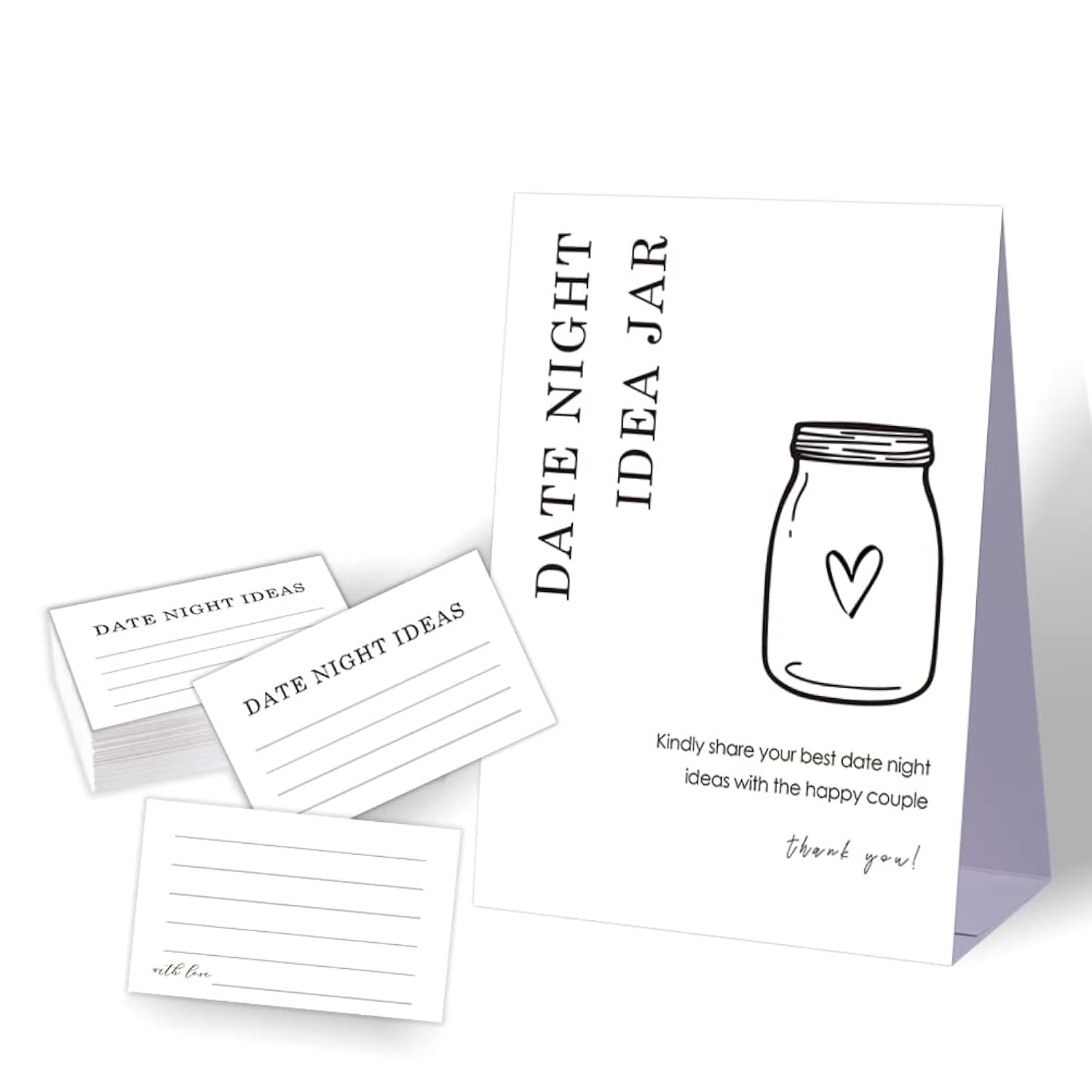 Date Night Idea Cards,Bachelorette Party Night,Advice Cards For Bridal Shower,Minimalist Bridal Shower Game,Wedding Shower Games,1 Sign & 50 Cards Set-A45
