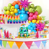 Green Blue Yellow Orange Balloon Arch, Rainbow Balloon Garland With Rose Red Yellow Orange Blue Green Latex Balloons Rose Red Foil Balloons For Birthday Aloha Luau Fiesta Party Decorations