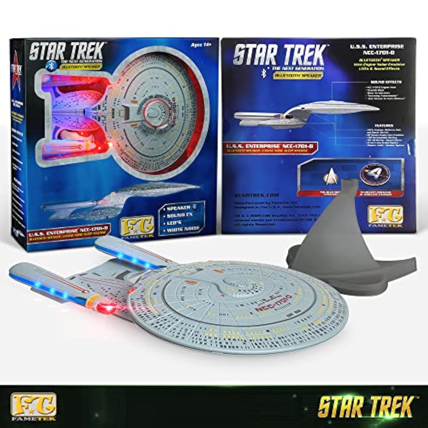 Star Trek U.S.S. Enterprise 1701-D – Replica Bluetooth Speaker, Engine Noise Sleep Machine, Night Light, Sound Effects – Memorabilia, Gifts, Gadgets, Collectibles For Star Trek Fans