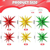 Red Green Gold Star Balloons 22-27in Foil Balloons for Party Decorations