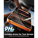 OMOTON Screen Protector for iPhone 17 Pro Max [Auto-Dust Removal], Tempered Glass with 9H+ Hardness & 12FT Military Grade Shatterproof, Full Coverage Protection, 2 Pack