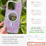 Cute Glitter For Iphone 14 Pro Max Case [Compatible With Magsafe] [12Ft Drop Protection] Magnetic Cover With Bling Sparkles For Iphone 14 Pro Max 6.7"- Sparkly Purple