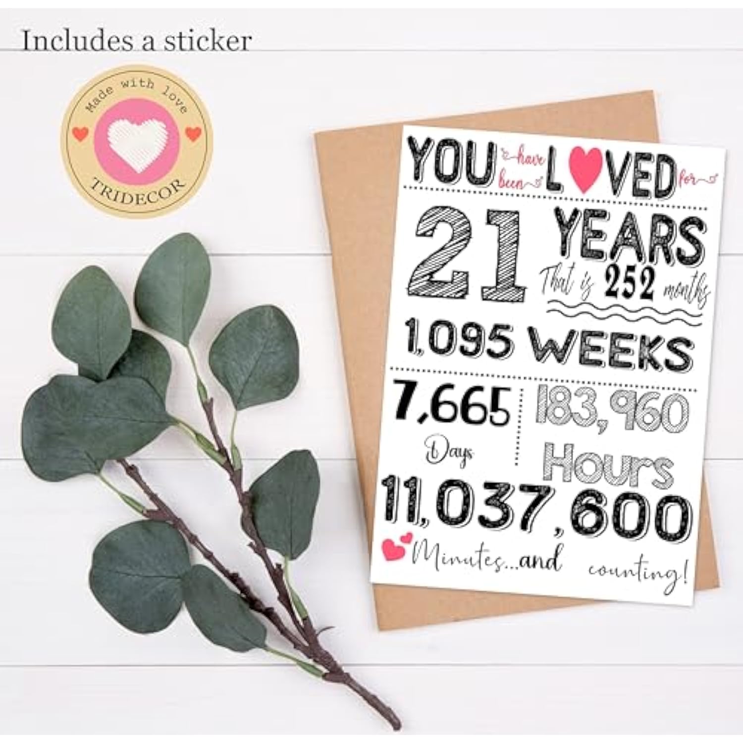 21St Birthday Card – Funny 21St Birthday Decorations & 21 Year Old Birthday Gifts For Him, Her, Men, Women, Boys, Girls, Son, Daughter, Boyfriend, Girlfriend – Folded 5"X7" Card With Envelope & Sticker, Blank Inside