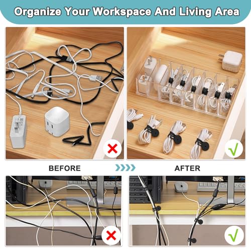 Magnetic Cable Ties 10 Pack, Silicone Cable Ties Charging Cord Organizer Travel Cable Management Straps Headphone Cord Wrap Reusable & Sturdy Cable Winder