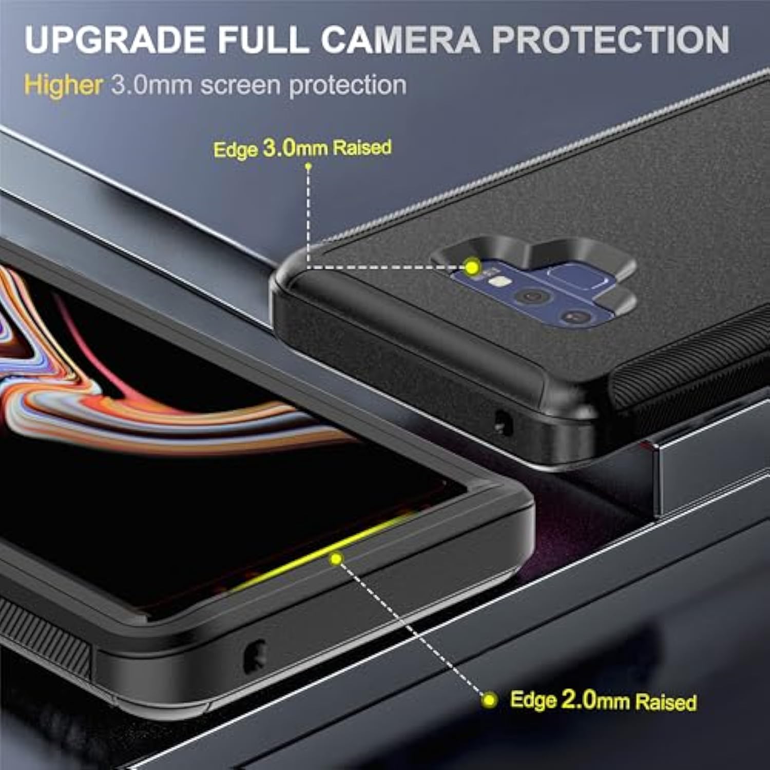 For Note 9 Case,[Military Grade] 3 In 1 Full Body Shockproof Dust/Drop Proof Heavy Duty Protection Cover,For Samsung Galaxy Note 9 6.4 Inch,Black