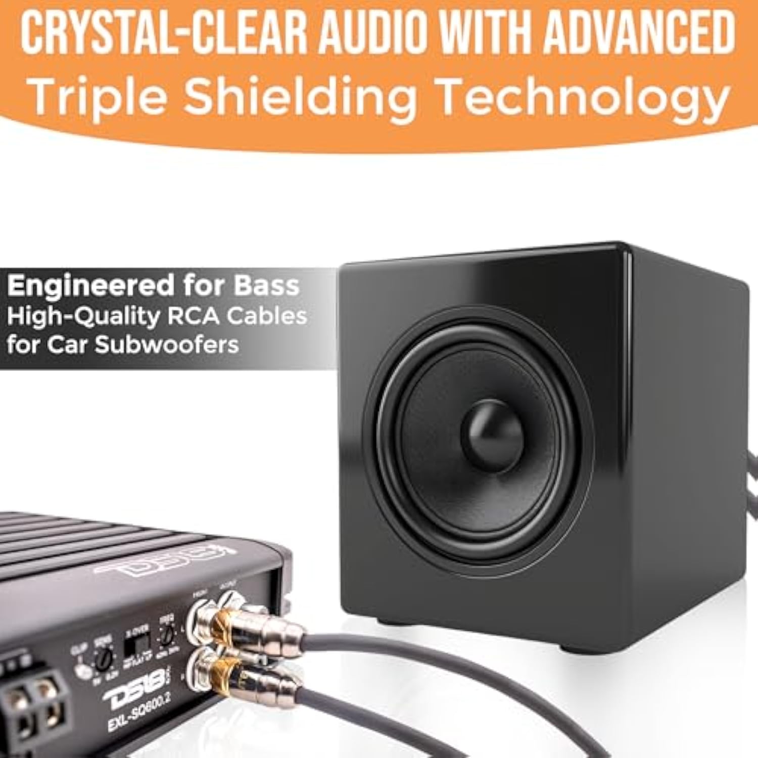 Pro Series 3Ft. 2-Channel Car Audio Rca Short Cable - Triple Shielded, Brass Connectors, Oxygen Free Copper, Noise Reducing Audio Cable For Amplifiers Subwoofers Speakers Processors – Pro3