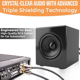 Pro Series 3Ft. 2-Channel Car Audio Rca Short Cable - Triple Shielded, Brass Connectors, Oxygen Free Copper, Noise Reducing Audio Cable For Amplifiers Subwoofers Speakers Processors – Pro3