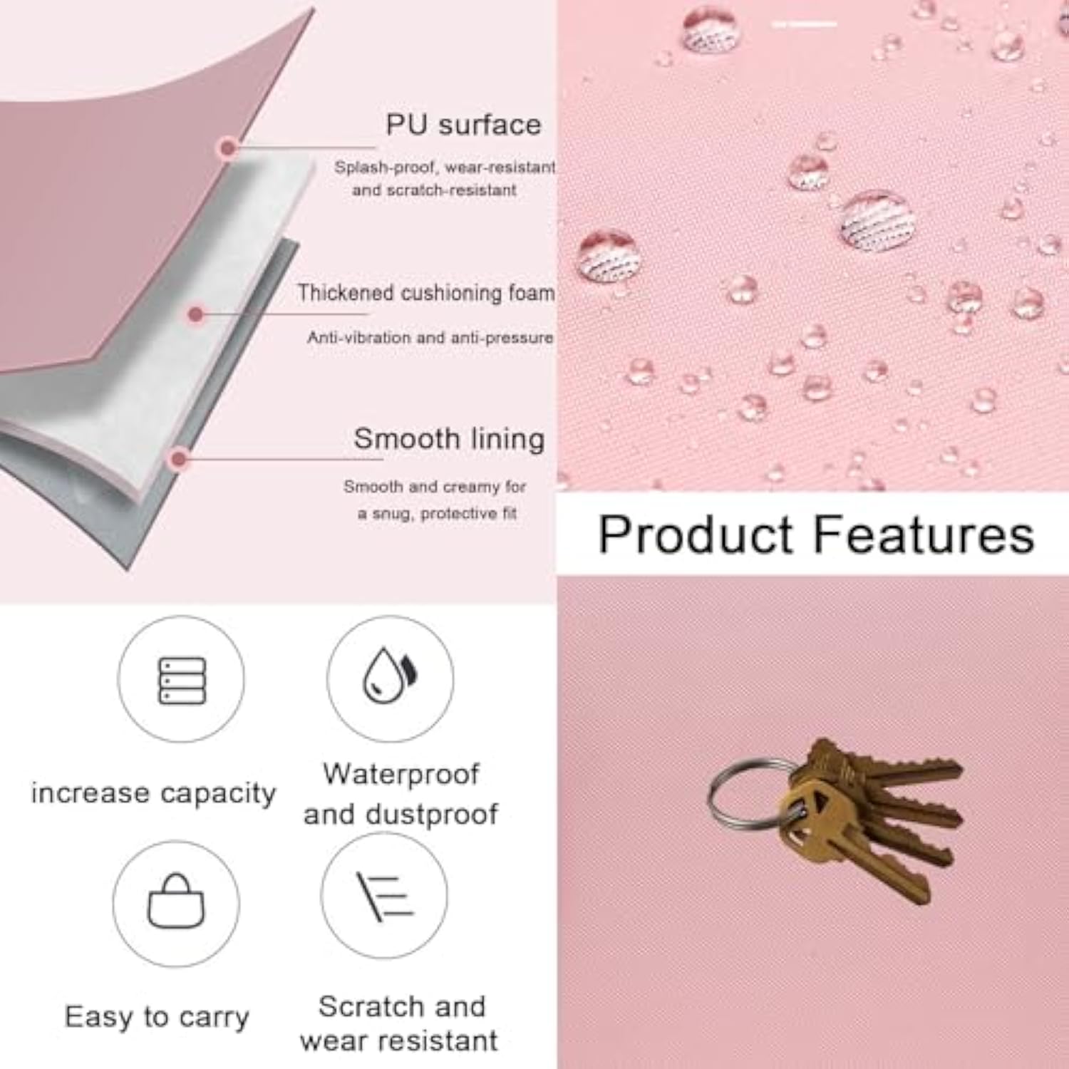 12.9 Inch Tablet Sleeve Bag For Women Fits Ipad Pro 12.9 M2 2022/2021/2020/2018/Pro 12.9 2017, Surface Laptop Go 12.4", Galaxy Tab S8+ 12.4", Waterproof Bag Carrying Case With Pocket (Pink)