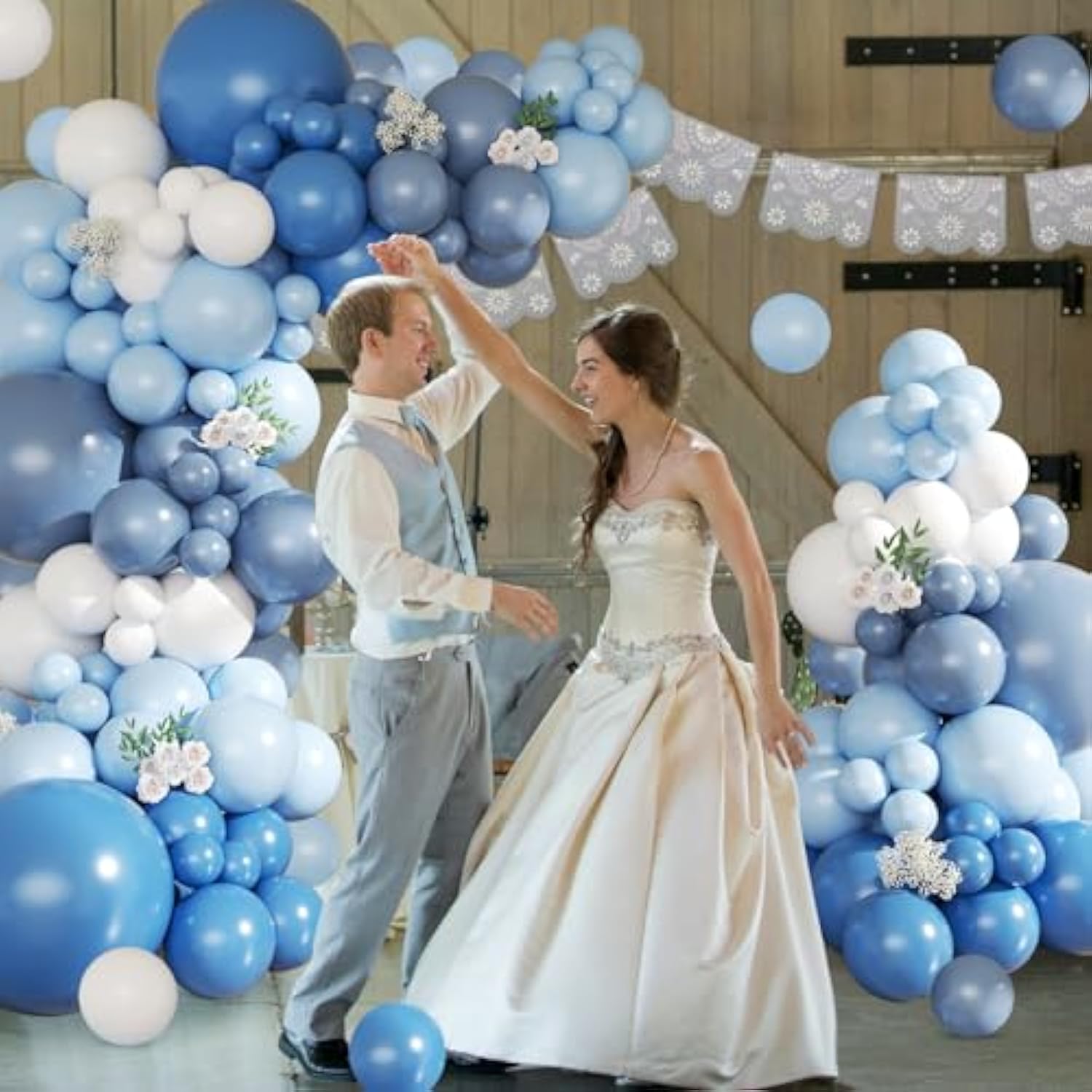 Dusty Blue Balloon Arch Kit,145Pcs Denim Light Blue And White Balloons Garland Kits For Birthday Baby Shower Gender Reveal Bridal Wedding Party Decorations