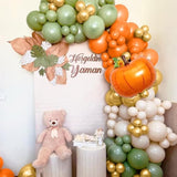 Fall Balloon Garland Arch Kit Burnt Orange Pumpkin Green White Gold for Baby Shower