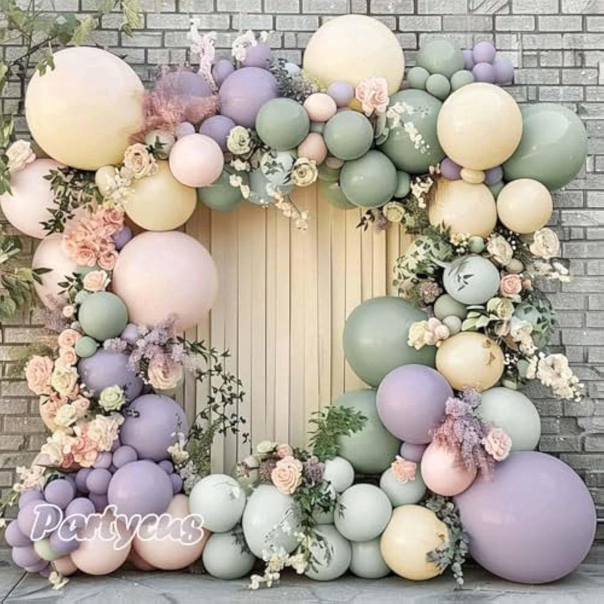 Dusty Green Purple Pink Balloon Garland, Double Stuffed Lavender Light Mist Green Ivory Pastel Balloon Arch Kit With Lilac Blush Latex For Baby Shower Birthday Wedding Flower Party Decoration
