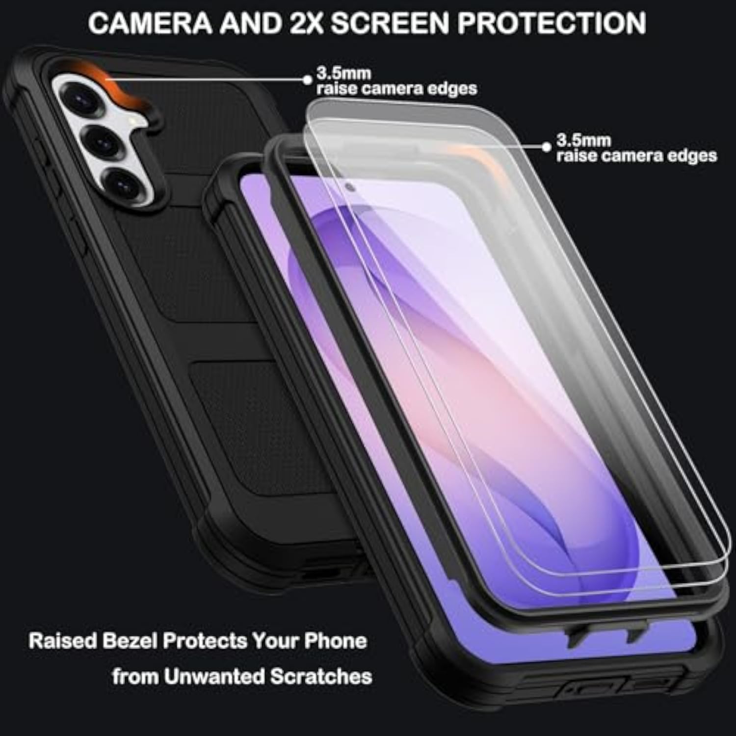 Samsung Galaxy S26 Plus Heavy Duty Shockproof Case with Belt Clip Holster and Screen Protector, Military Grade Rugged Durable Phone Cover for Galaxy S26 Plus (Black)