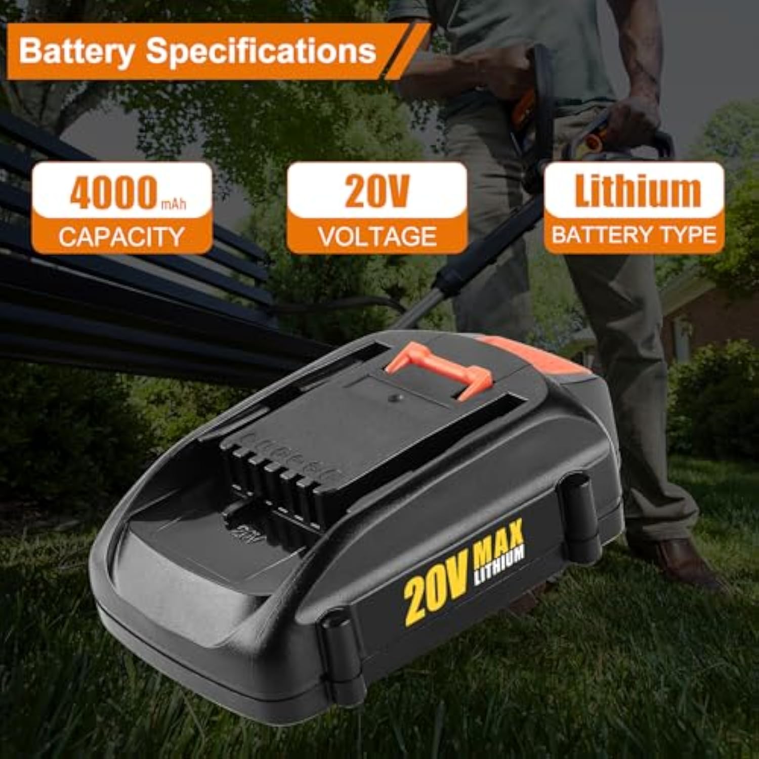 2Packs Wa3525 20V Lithium Battery 4.0Ah Replacement For 20V Battery Wa3578 Wa3575 Wa3520 Compatible With Battery 20V