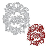Christmas Wreath Frame Metal Cutting Die Set For Card Making And Christmas Decorations, Merry Christmas Words Die Cuts Stencils Embossing Template For Diy Scrapbooking Craft