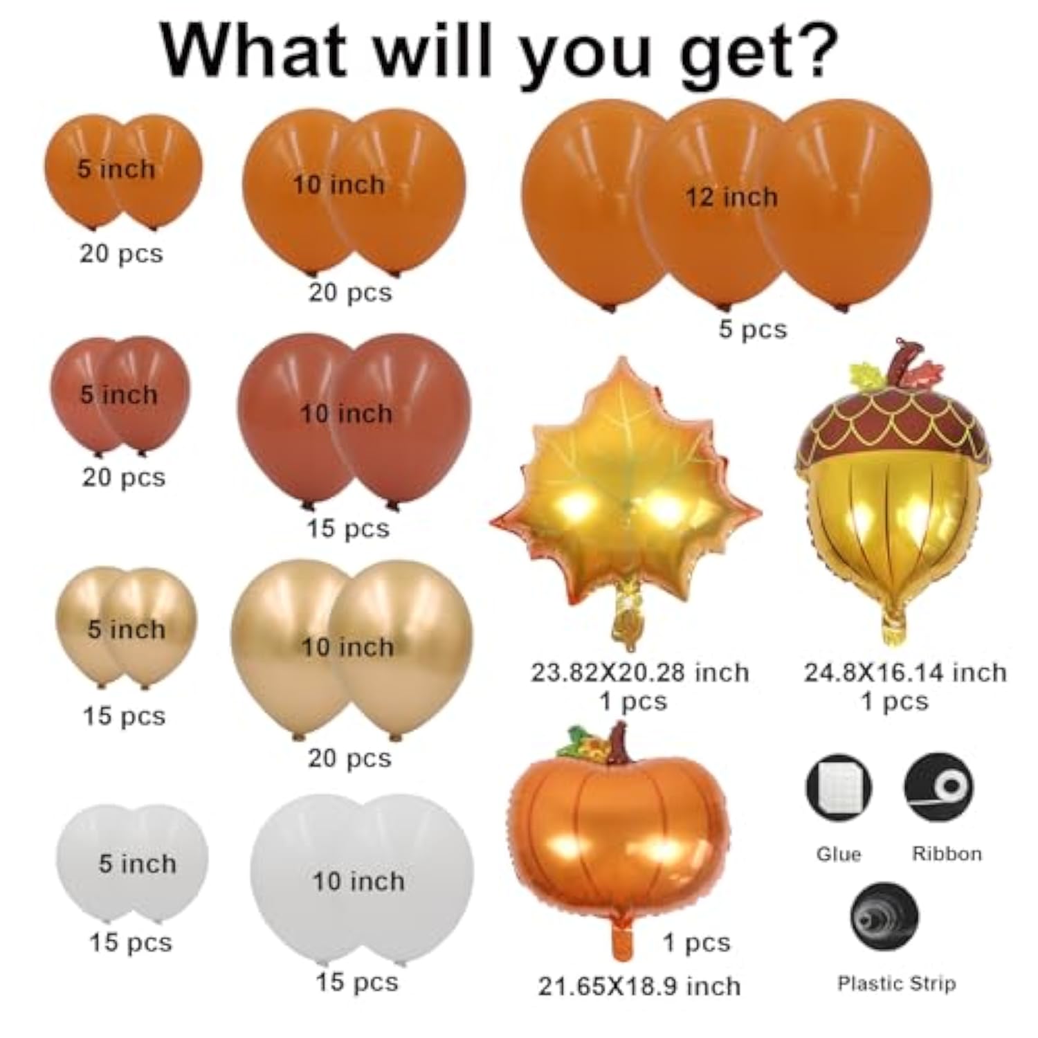 Fall Balloon Arch Kit: Orange, Brown, Gold, Maple Leaf Decor