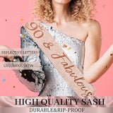 Rose Gold 90th Birthday Decor Set for Women – Banner, Sash, Tiara, Balloons & Topper